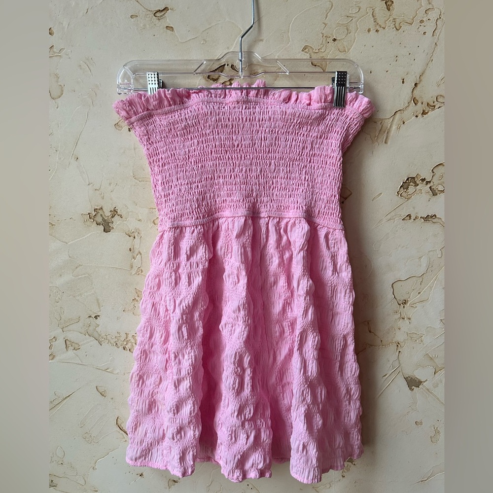 Smocked Strapless Pink Shorts Jumper Button Detail Fits Medium Summer Jumper - Picture 5 of 5
